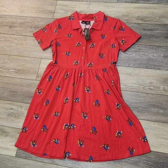 Disney Cakeworthy Red Juniors Dress with Stitch Character Print Size Xlarge - Picture 1 of 8